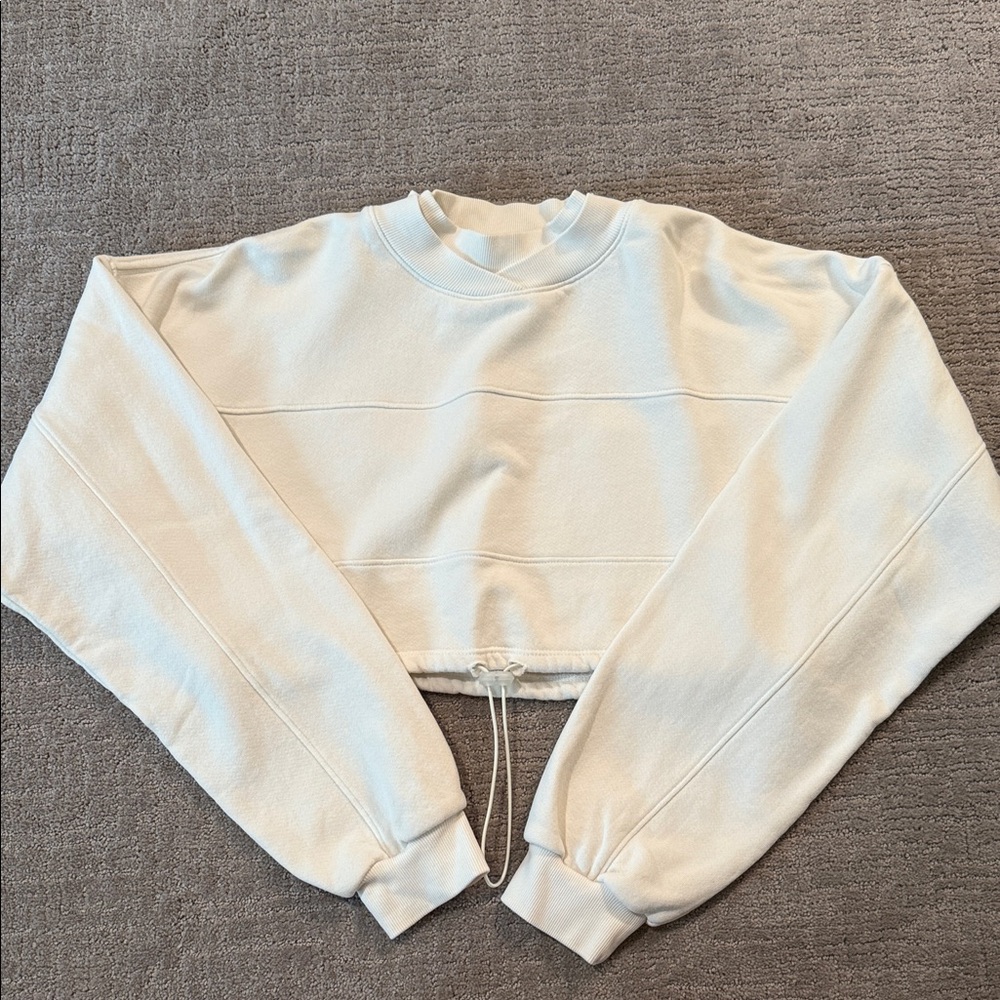 Joah Brown Cream Cropped Crewneck Sweater